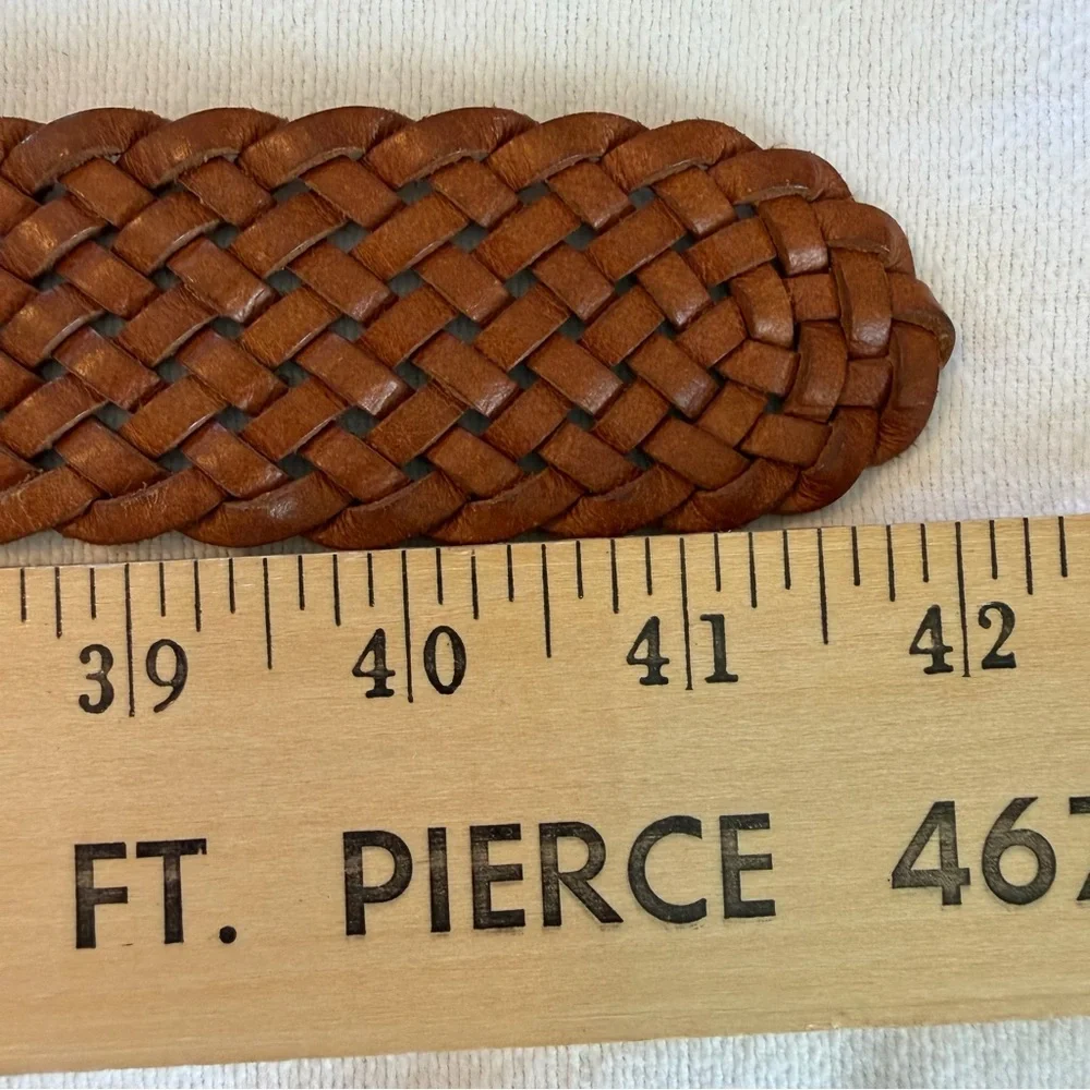 Braided Genuine Leather Belt Brown Wide‎ Woven Boho Size Medium